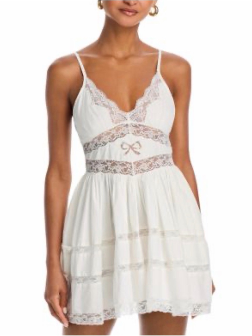 NWT  LoveShackFancy White Lace-Trim Spaghetti Strap Mini Dress | size 0